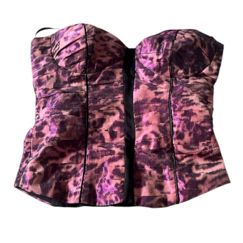 BEBE CORSET PINK PURPLE BLACK CROP TOP S - Picture 2 of 11
